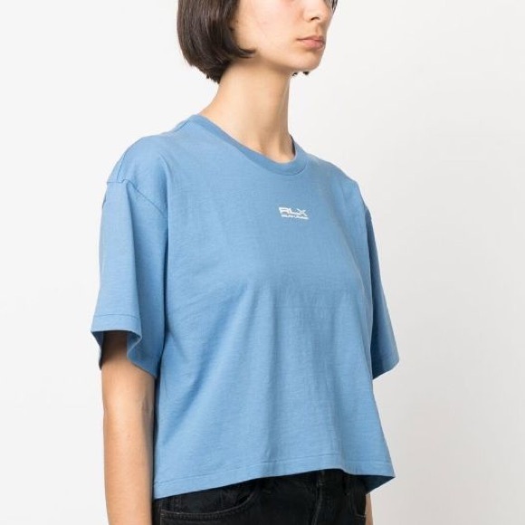 RLX Ralph Lauren blue boxy relaxed fit logo-print cotton T-Shirt size L - Picture 1 of 9